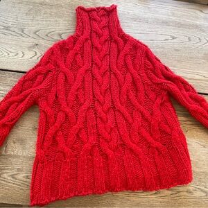 Zara women’s red knit style turtleneck sweater size medium